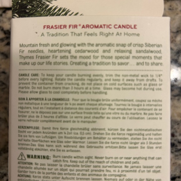 Thymes Frasier Fir Candle new in box 6.5 oz. Great! - Picture 6 of 6